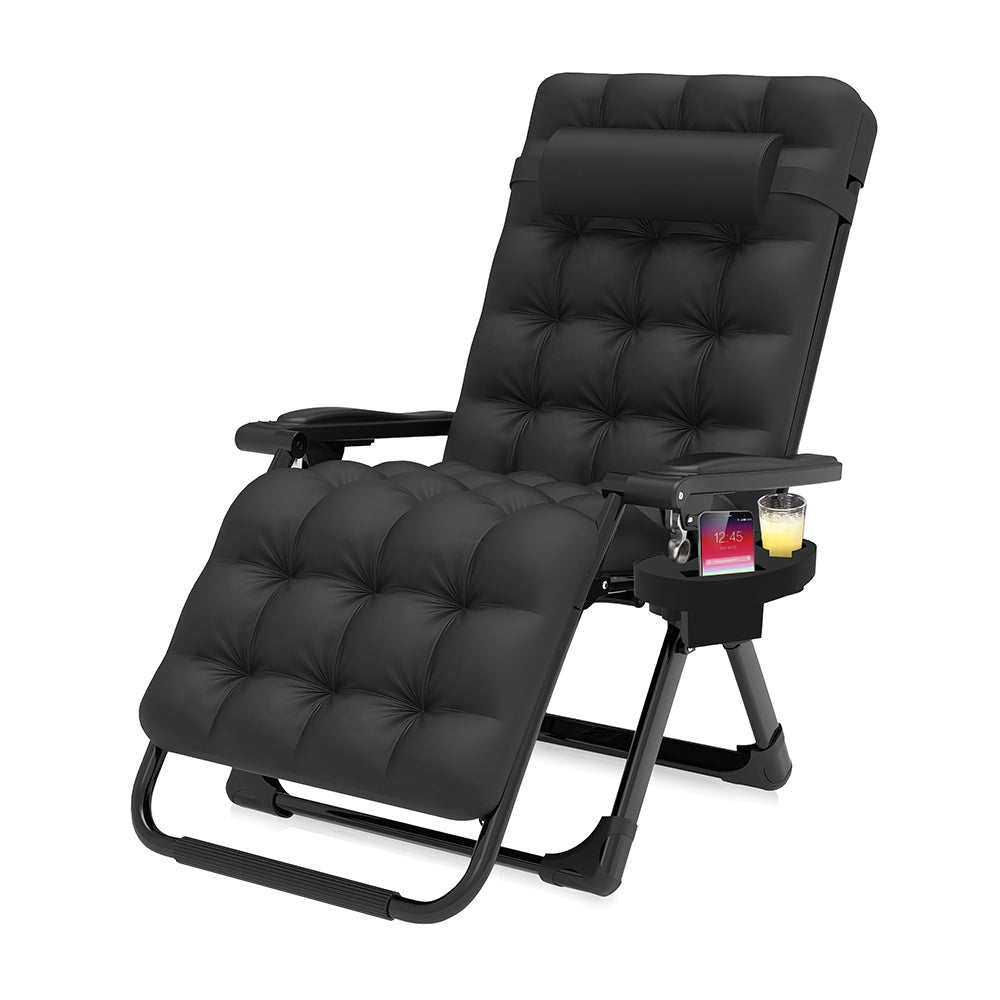 Reclining Camping Chair with Cushion and Cup Holder 440 LBS Capacity