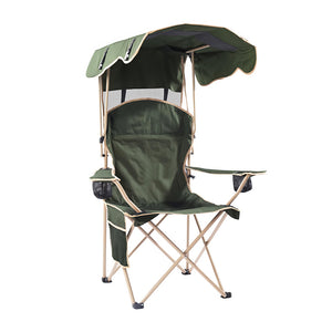 Folding Camping Chair with Canopy Shade and Cup Holders for Adults