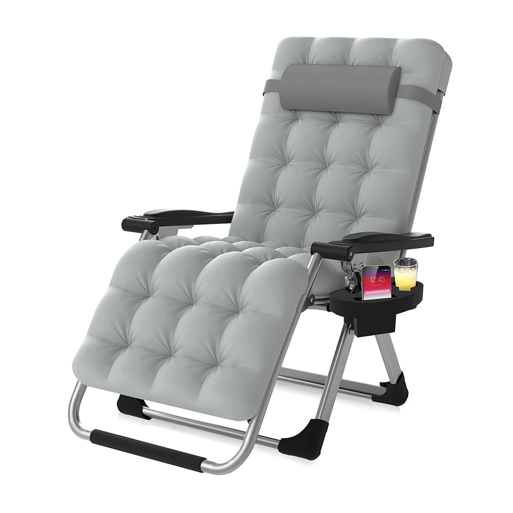 Reclining Camping Chair with Cushion and Cup Holder 440 LBS Capacity