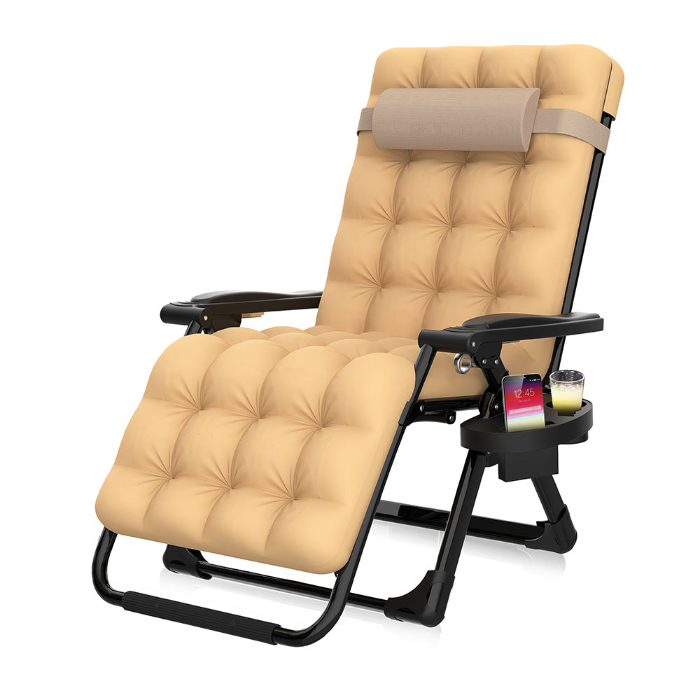 Reclining Camping Chair with Cushion and Cup Holder 440 LBS Capacity