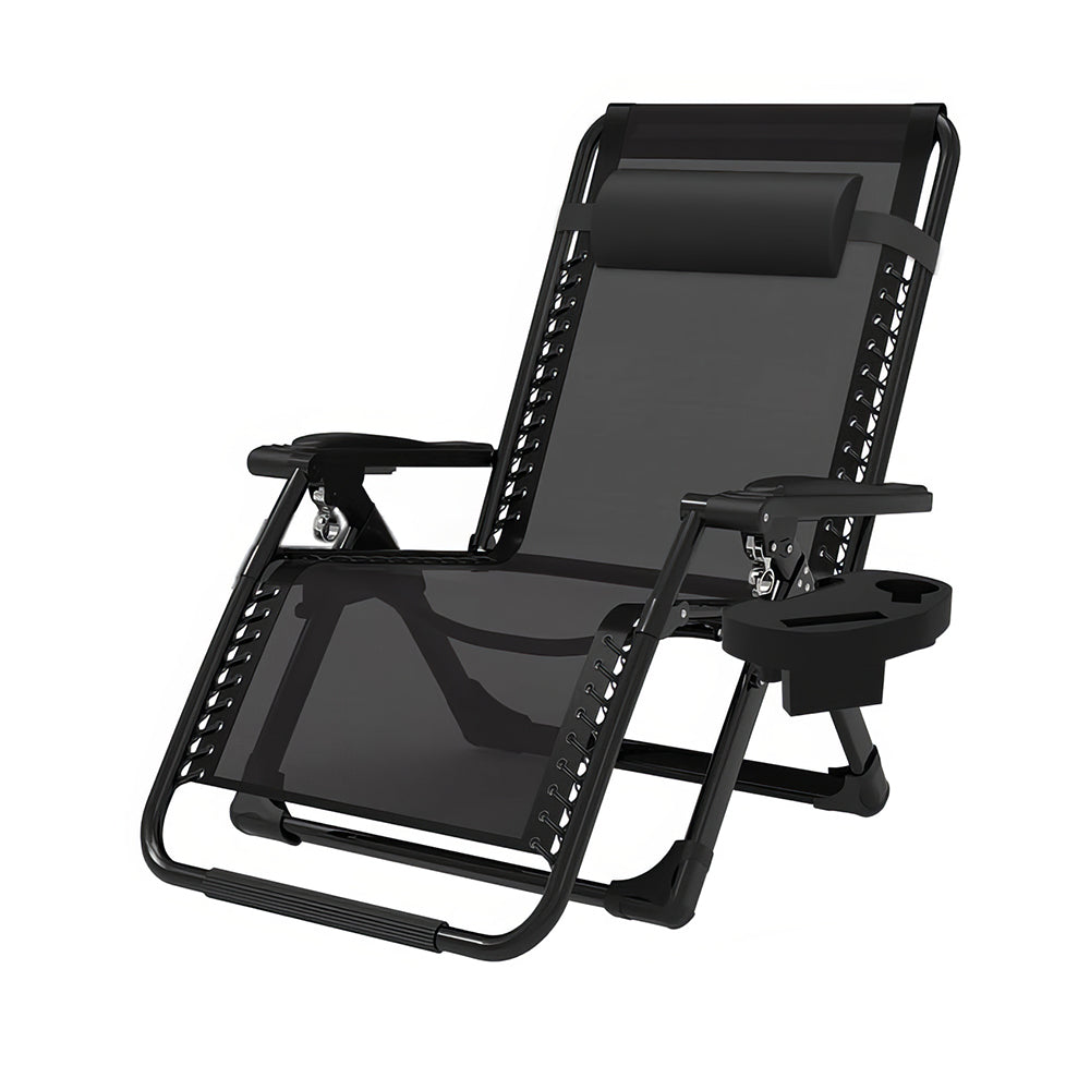 Reclining Camping Chair with Cushion and Cup Holder 440 LBS Capacity